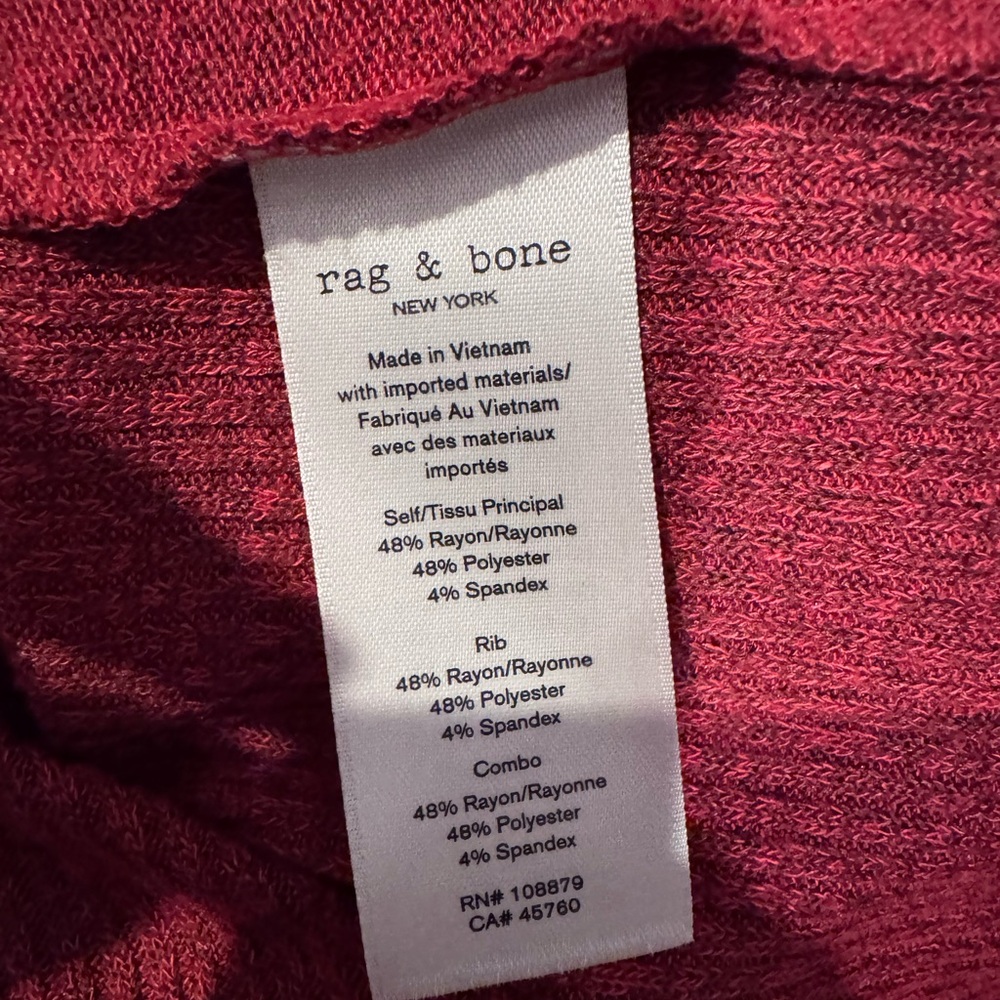 Rag & Bone Clara Torqued Tee Dress Cranberry Rib Knit Short Sleeve Size S NWT - Picture 6 of 6